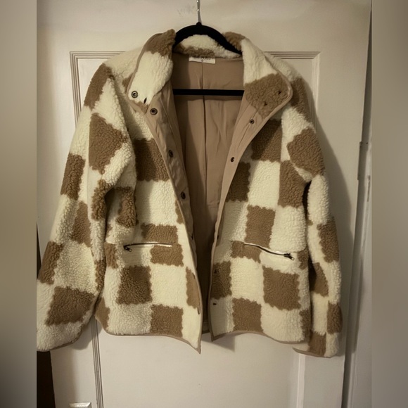 The Post Jackets & Blazers - Cozy Checkered Teddy Jacket